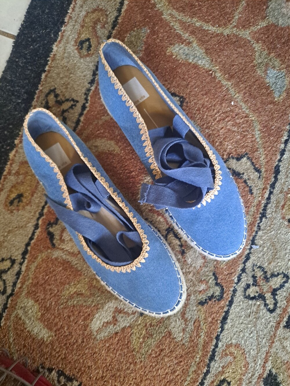 Dolce Vita Denim Blue Espadrille Ankle-Tie Shoes - Picture 3 of 10